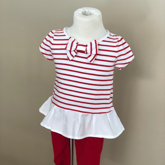 Janie and Jack Other - Janie and Jack red and white peplum top (top only)